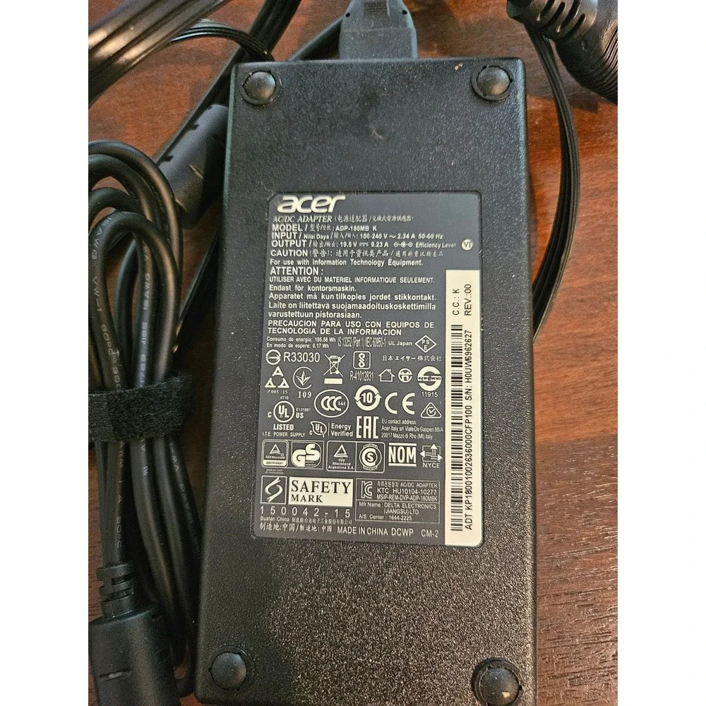 Acer Power Adapter Laptop OS Black ADP-180MB K 19.5V 9.23A 180W Charger
